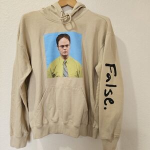 The Office Dwight Schrute False Men's Large Tan Pullover Fleece Hoodie Comedy